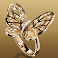 CAOSHI Vintage Style Butterfly Hollow Design Cubic Zirconia Rings for Fashion Girlfriend Gift Gold Plated CZ Rings Jewelry Women