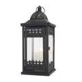 Black Metal and Clear Tempered Glass Candle Lanterns Hanging Lantern Home Outdoor Decor