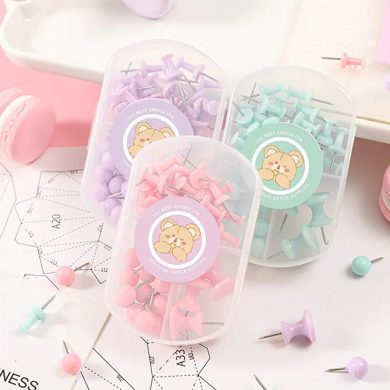 Macaron Color Round Head Plastic Pushpins Creative Earth Combination Cute Corkboard Photo Nails