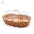 Ningbo Dainty Factory Stacked New Plastic Fruit Bread Home and Kitchen Organize Tool Rattan Boxe Basket Acrylic Lid Lunchbox Set