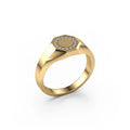 Men's 925 Sterling Silver Jewelry Cubic Zirconia Gold Plated Ring Custom Engraved Polygon Signet Ring for Men