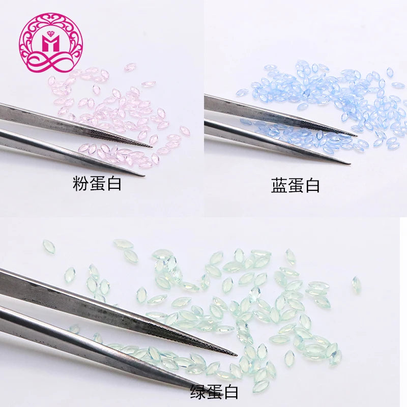 Yingma Jewelry Wholesale Bulk Marquise Cut Pink Synthetic Stone 2x4 mm Loose Purple and Light Blue Milky Glass Gemstone