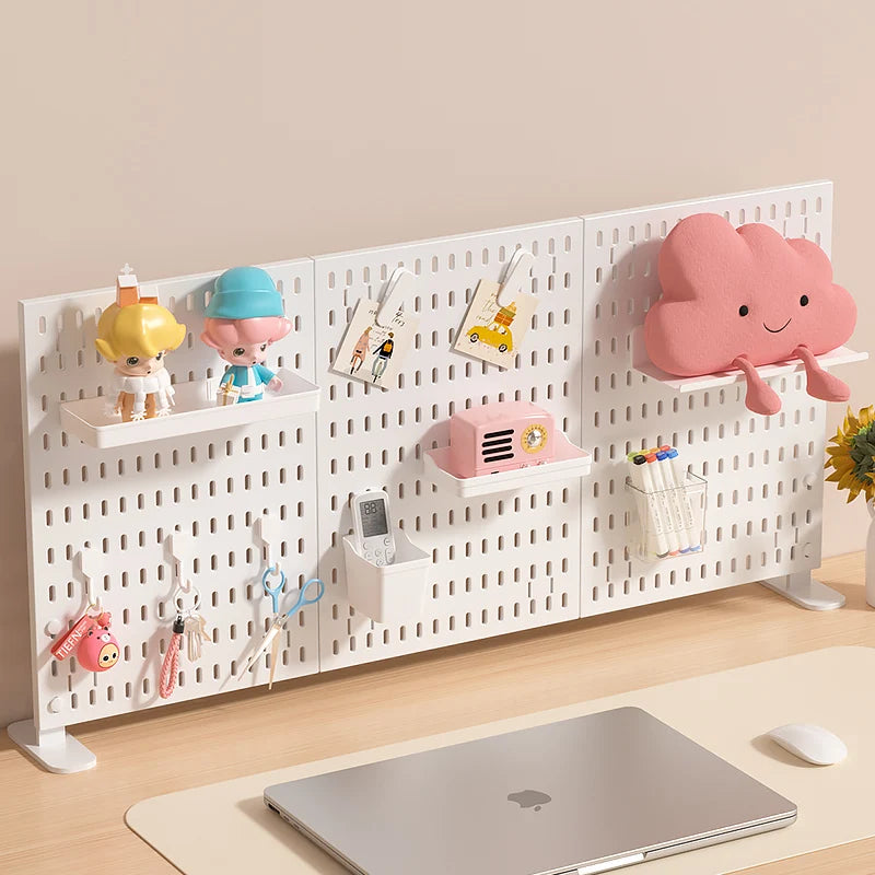 Single-Tier Plastic Desktop Organizer Space-Saving Foldable Storage Holder with No-Hole Punching PP Material Shelf Cabinets