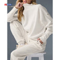 Elegant Waffle Knit Sets for Women Tracksuit Custom Sweatsuit Set Women 2 Piece Turtleneck Sweatshirt and Jogger Pants Set