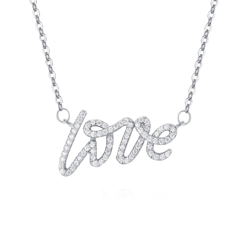Hot Custom Name Cursive Letter Pendant Necklace Full Diamond Women 925 Sterling Silver Initial Letters Necklace