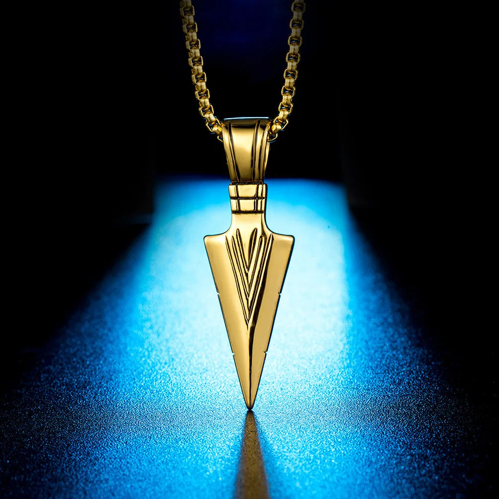 SC Popular Cool Hip Hop Necklace Stylish Punk Stainless Steel Necklace Cool Fashion Arrow Pendant Necklace for Men