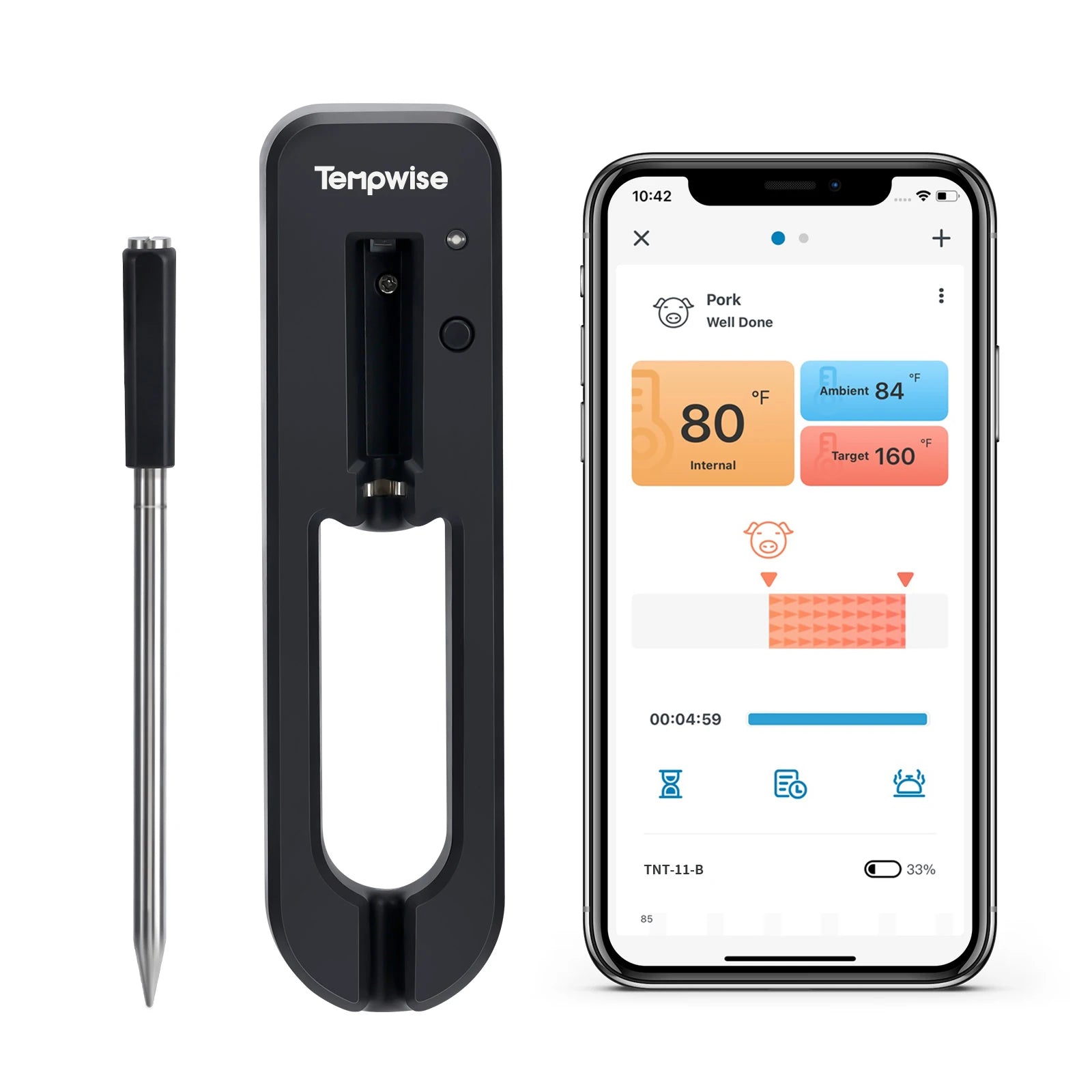 Truly Wireless TNT-11-B BBQ Thermometer 100m Blue Tooth IP67 for Cooking Garden Grilling with APP Control