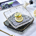 Square Gold Rim Dinner Plate Set Wedding Serving Plates Elegant Glass Charger for Guests Dishes & Dinnerware
