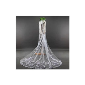 Customizable Beautiful Simple Design Appliqued Lace Tulle One-layer Long Wedding Bridal Dress Veil with Comb