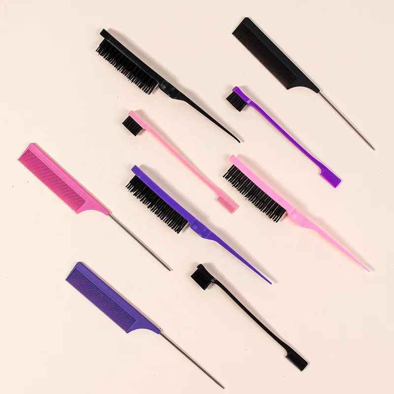 Tickling Brush Comb Hairdressing Tools Eyebrow Brush Pointed Tail Comb 3 Piece Oil Baking Hair Colouring Comb Set