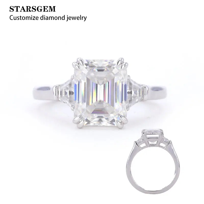 Starsgem Custom Jewelry Engagement 10K 14K Solid Gold 1.5CT Emerald EX Cut CVD HPHT VS IGI Lab Grown Diamond Ring