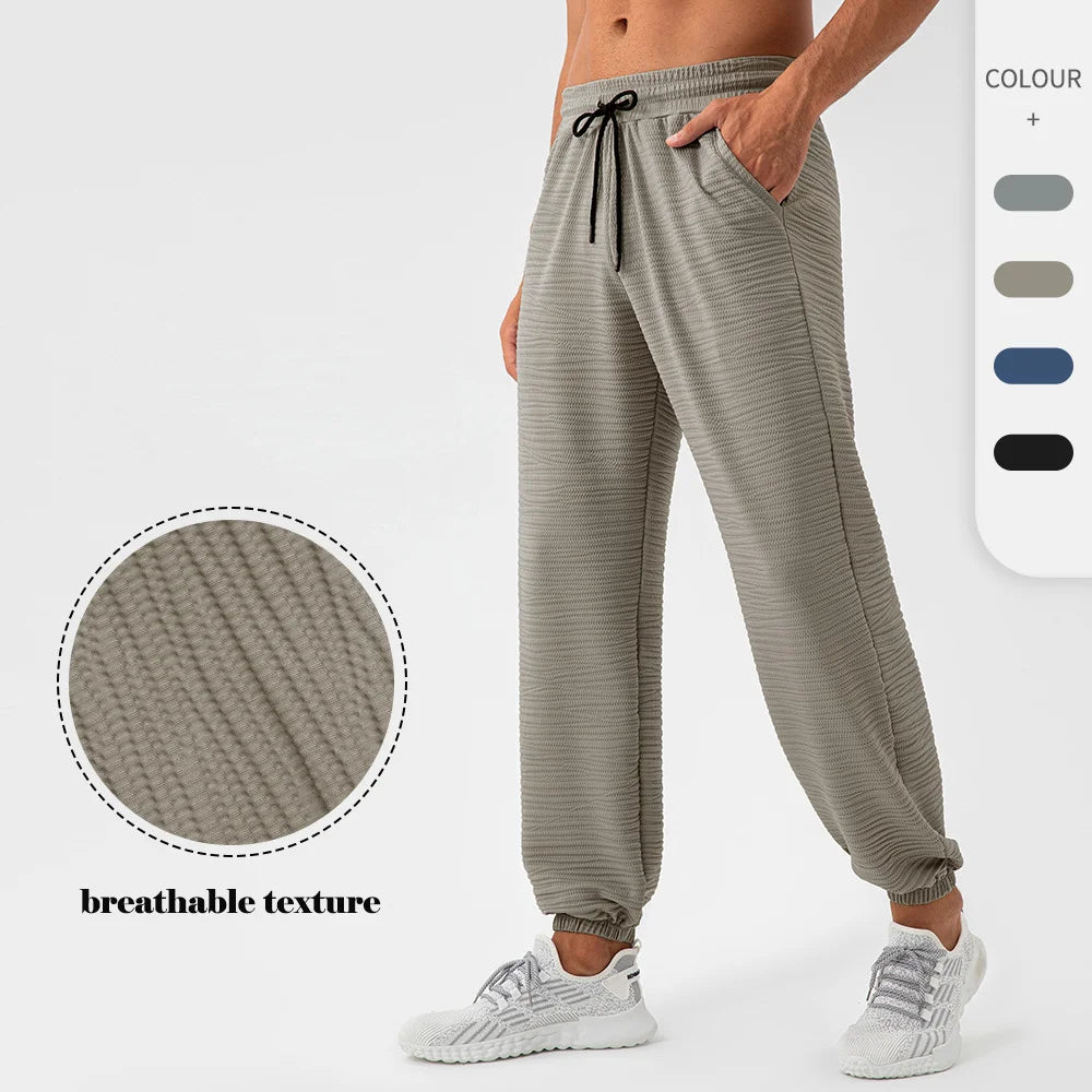 SHINBENE Lightweight Texture Fabric Men's Athletic Workout Joggers Quick Dry Cozy Gym Active Sweatpants