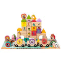 Custom Montessori Children Wooden Farm Animals Train Set City Building Blocks Set Educational Creative Stacked Toys for Kids