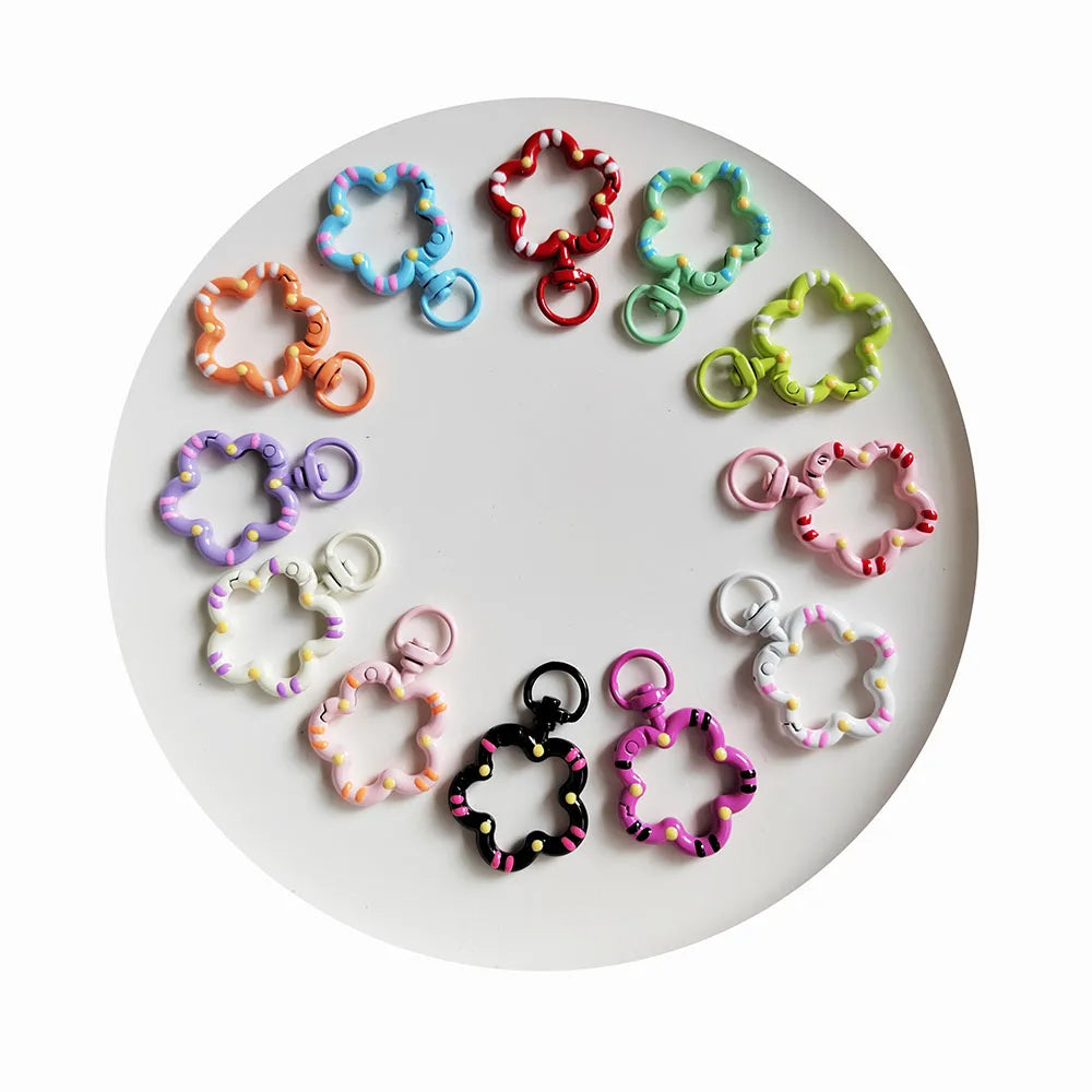 Colored Metal Keychain Star Buckle Keyring Clasp DIY Bag Clips Hook Chains Buckle Connector Key Rings Jewelry