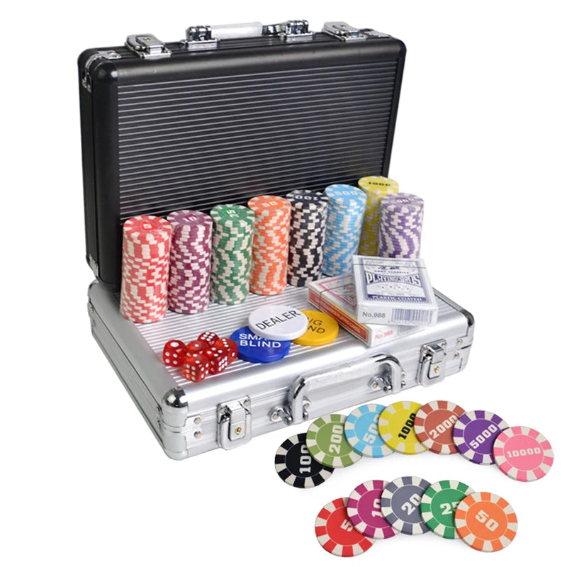 100pcs/set  Texas Hold'em Ceramic Poker Chip Entertainment/Party/Club Chips Aluminum Suitcase
