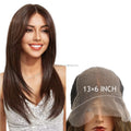 New Style 13x6 Front Lace Synthetic 22-Inch Futura Fiber Brown Gold Layered Straight Hair Wig for Women Transparent Lace