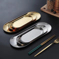 Stainless Steel European Style Oval Plate Golden Western Food Snack Storage Tray Jewelry Display Tray Advertising Promotion