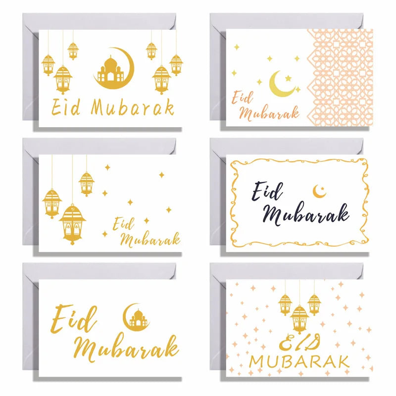 2025 Eid Mubarak Invitation Greeting Card Ramadan Kareem Muslim Islamic Happy Eid Greeting Cards Envelop Set for Ramadan XJ0340