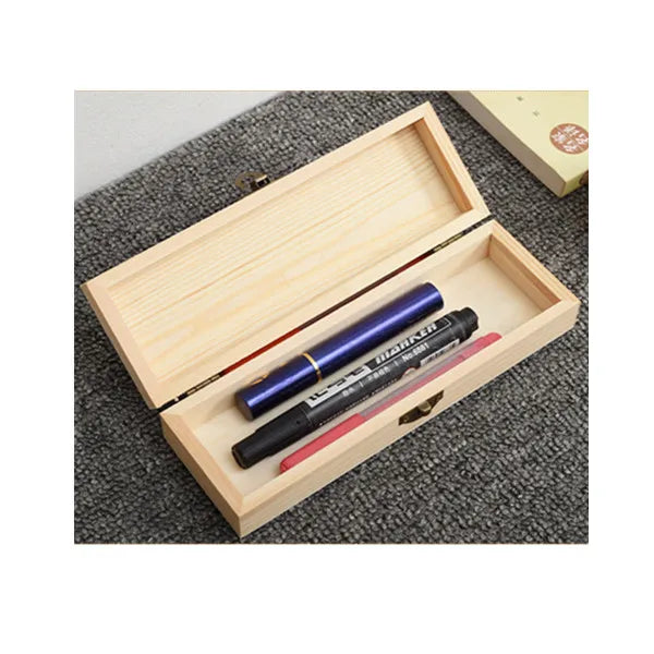 Plain Unfinished Wood Pencil Box Unpainted Rectangle DIY Artist Tool and Brush Storage Box Case with Locking Clasp