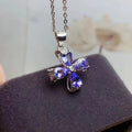 Hot Selling Unique 925 Sterling Silver Women's Pendant Necklace Western Lager Statement Natural Tanzanite Rhodium Gold Plating