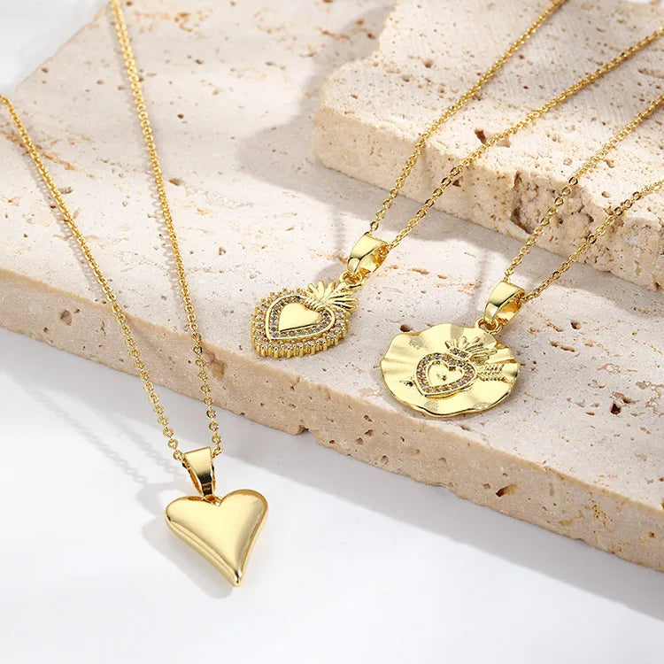 NZ1496 Dainty 18k Gold CZ Pave Flaming Sacred Heart Religious Jewelry Love of God Necklace Sacred Heart of Jesus Necklace