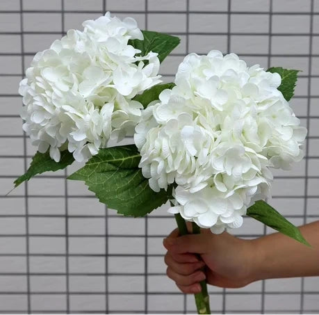 Y-H179 High Quality Artificial Hydrangeas Real Touch Latex Hydrangea Large Head Green White Hortensia Flower for Wedding Decor