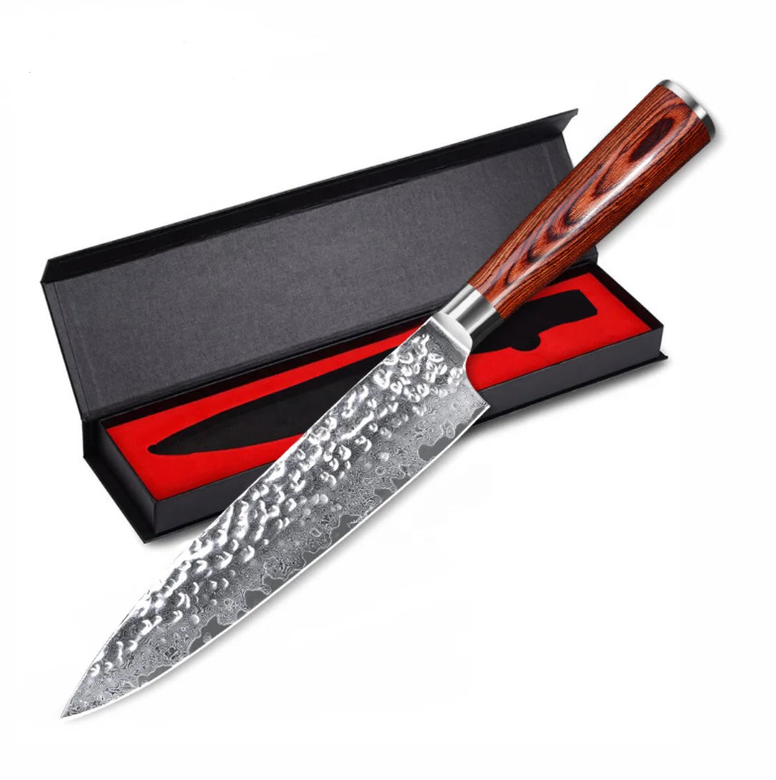 Yangjiang Naixin 8" Damascus Chef Knife with Wood Handle 67-Layer Handmade Professional VG10 Carbon Steel Blade Premium Quality