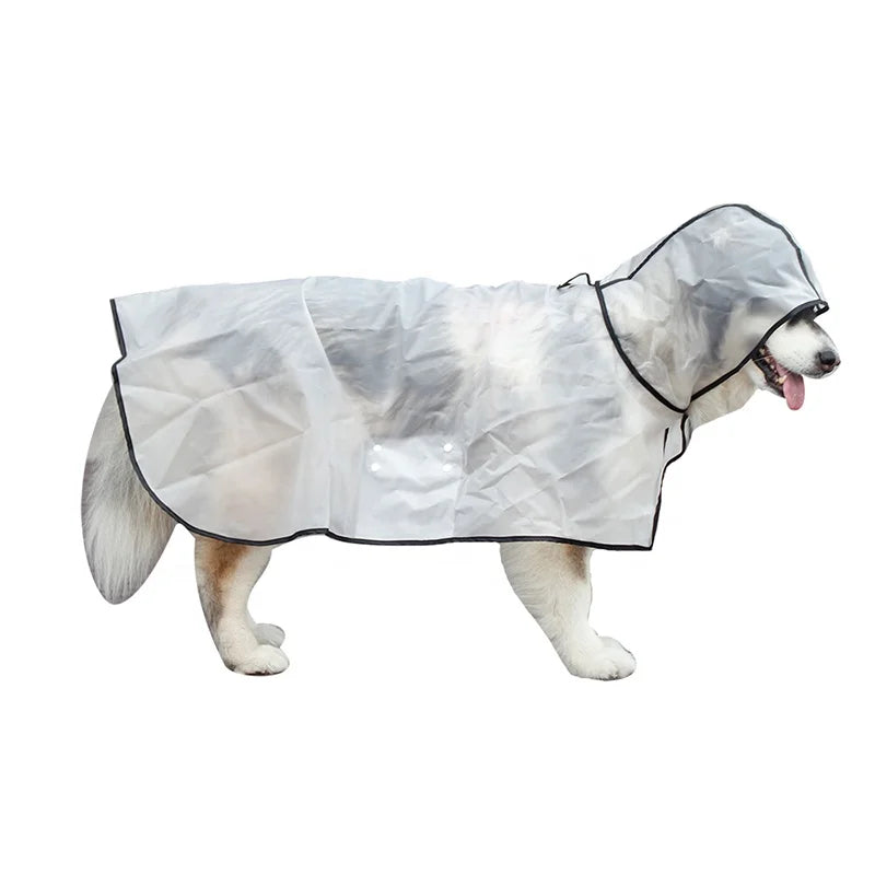Custom Logo Premium TPU Print Solid Large Hooded Waterproof Dog Raincoat for Summer Spring Autumn Outdoor Wear