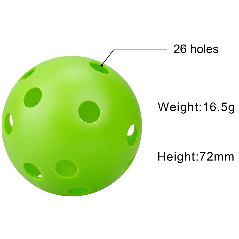 Injection Plastic Pickleball Balls 26 Holes 72mm Plastic Green Bio-gradable Pickleball With Mesh Bag