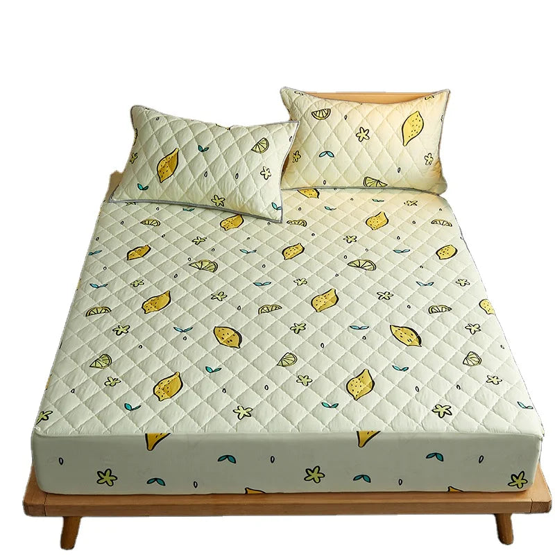 Luxury Waterproof Fitted Bedsheet with Elastic Band Four Sides Fixed Soft Fabric Bed Sheet for Home and Hotel Use