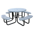 Outdoor Commercial Metal Picnic Dining Table with Attached Benches Garden Furniture Set Steel Outside Patio Cafe Table and Chair