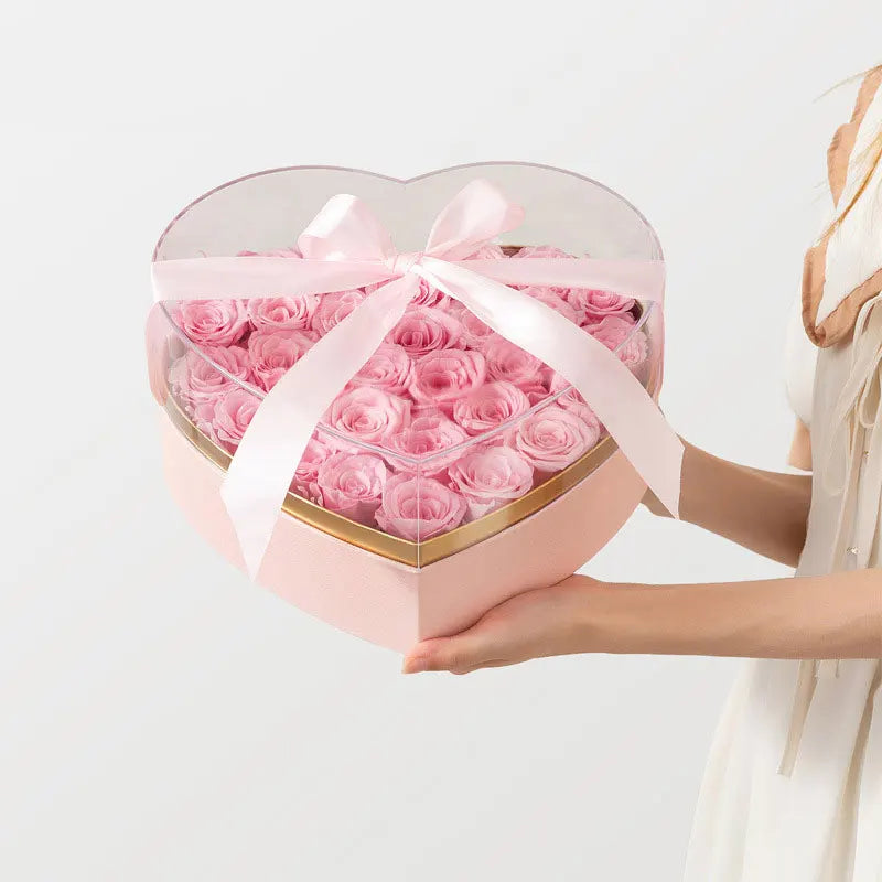Acrylic love Heart-shaped Transparent Flower Packaging Gift Box for Mother's Day