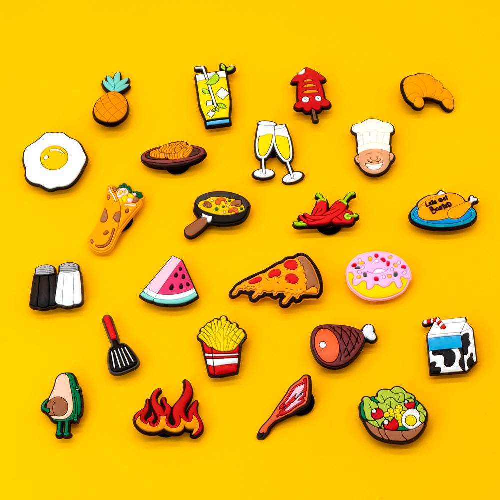 Trending 2025 Wholesale Sushi Mexican Drinks Snacks Pvc Clogs Shoe Charm Buckle Hot Sale Custom Food Shoe Charm Accessories Bulk