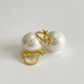 Elegant Jewelry Fashion Big Imitation Pearl Drop Huggie Earrings 925 Sterling Silver Women Earrings