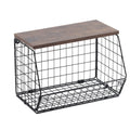 DSH Kitchen Counter Organizer Fruit Basket Metal Wire Baskets with Wood Lid