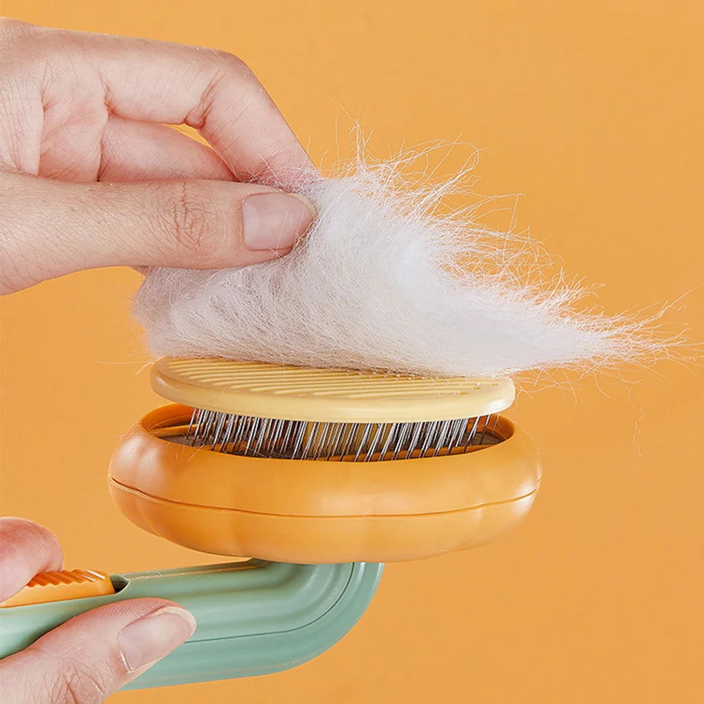 Hot Selling Pet Cat and Dog Open Knot Comb Smart Pumpkin Pet Brush Self Cleaning Dog Brush for Shedding Dog Cat