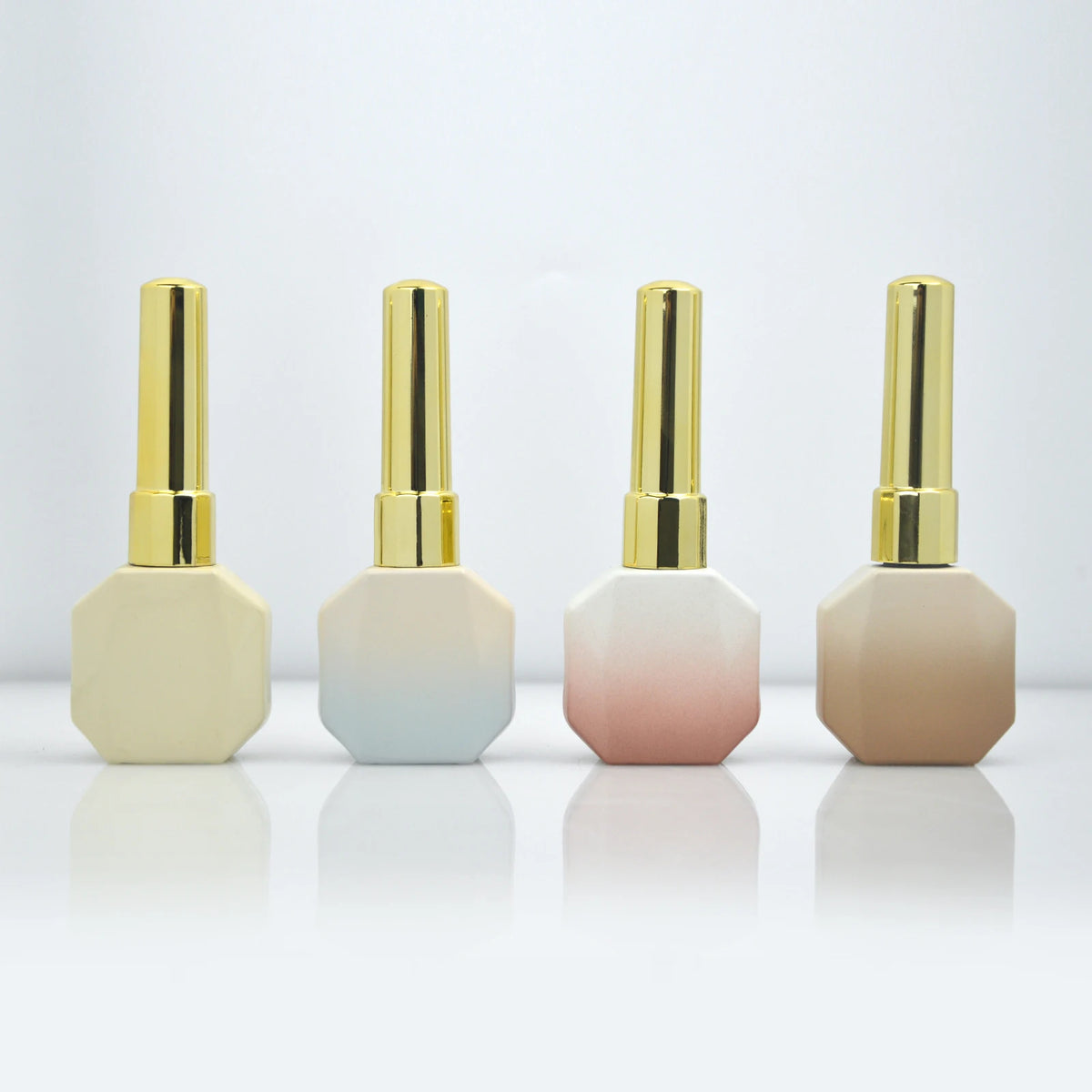 Customized 12ml Pink Gradient Empty Uv Gel Nail Gel Polish Glass Bottle Packaging With Brush Cap Wholesale