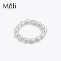 Free Size Mini Size 2-3mm Rice Pearl Elastic Adjustable Stackable Stretch Real Pearl Ring