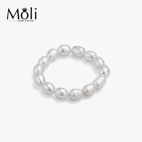 Free Size Mini Size 2-3mm Rice Pearl Elastic Adjustable Stackable Stretch Real Pearl Ring