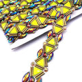 High Quality Neon Yellow Triangle Resin Hot Fix Rhinestone Appliques Flatback Motif Style Shoe DIY Carnival Costume Decorations