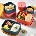 Cute Kawaii Pink Bear Bento Triple Tier Eco-friendly Food Grade Silicone Lunch Box Leak Proof Lid Microwavable Heatable