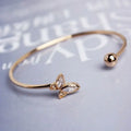 Fashion Exquisite Opening Adjustable Cuff Woman Alloy Open Bangle Rhinestone Butterfly Gold Plated Bracelet Bangles