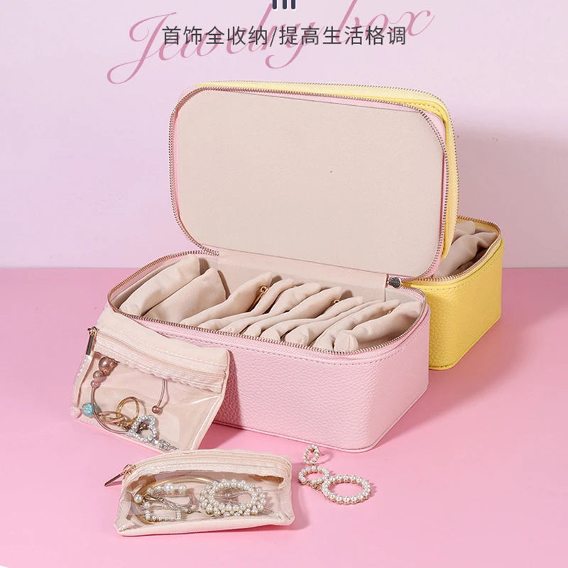 Hot Selling Portable Travel Jewelry Storage Case with 12 Small PVC Bags Earring Organizer for Cosmetic Packaging