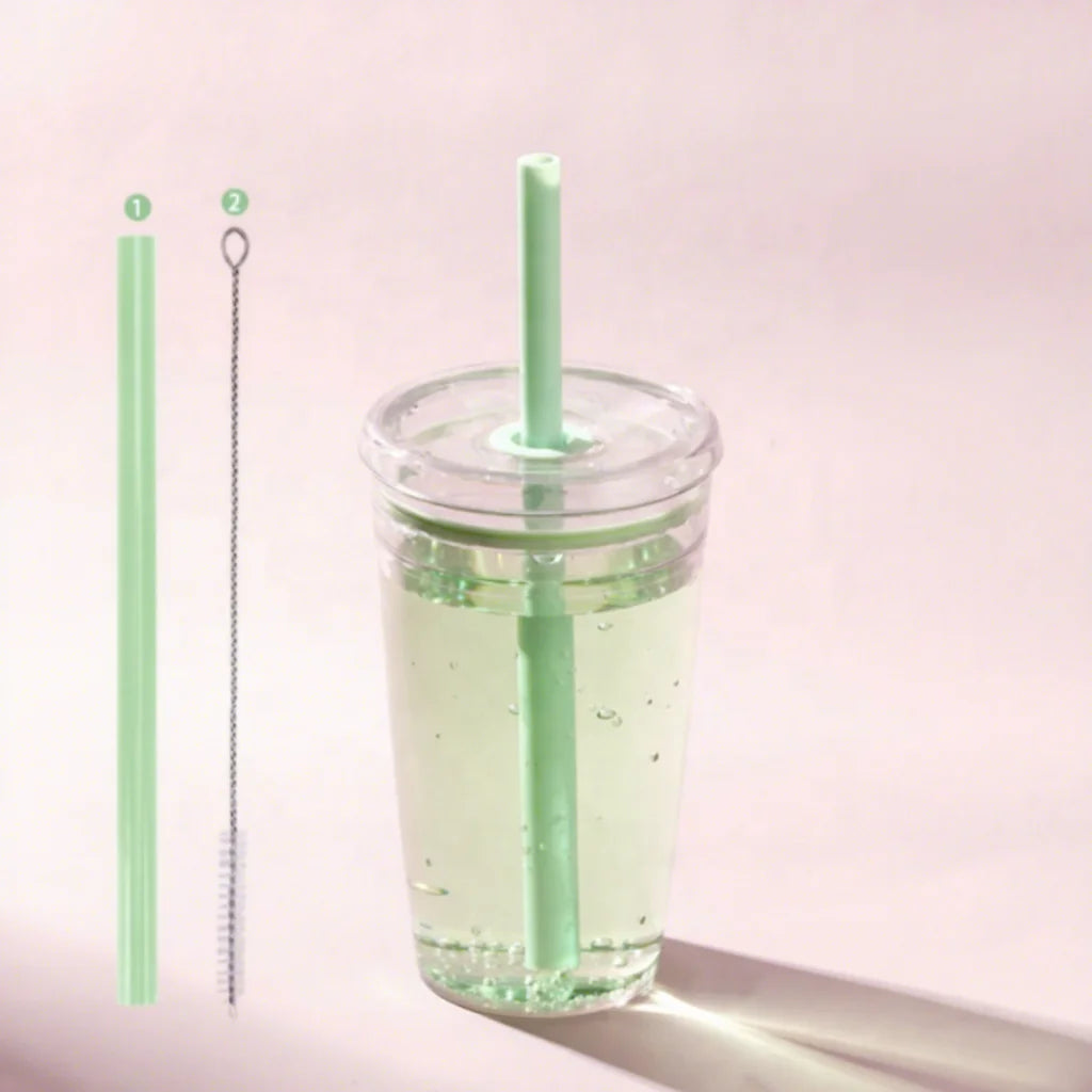 New Design Wholesale 450ml Single Wall Tritan Straw Tumbler Milk Tea Tumbler Multi-color Candy Straw Water Tumbler