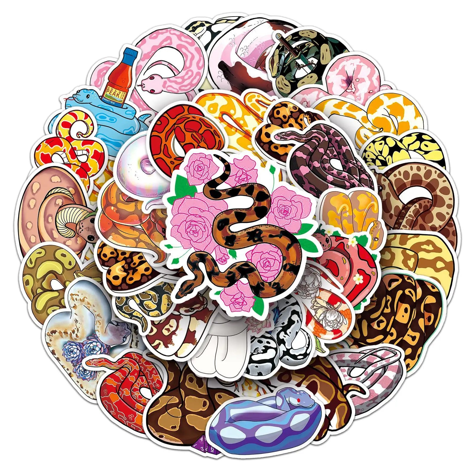 50PCS Colorful Cute Animal Aesthetic Reptile Cartoon Snake Sticker
