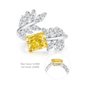 Abiding Fascinating Yellow Moissanite Radiant Cut 5x7mm 1CT 925 Sterling Silver Gold & Rhodium Plated Two Tone Ring
