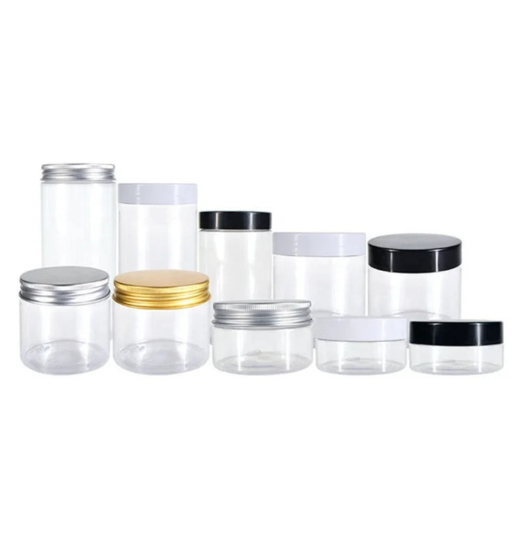Eco-Friendly Food Grade PET Plastic Jars with Lids for Skin Care Eye Cream Facial Cleanser Wholesale Stock Cosmetic Cream Jar
