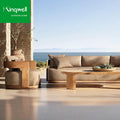 Hot Selling Contemporary Outdoor Solid Teak Wood Sofa Set Luxury Garden Lounge Leisure Sofas for Courtyard Villa Hotel Terrace