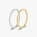 Minimalist 925 Sterling Silver Fashion Finger Ring Classic Gold Color Thin Twisted Stackable Rings