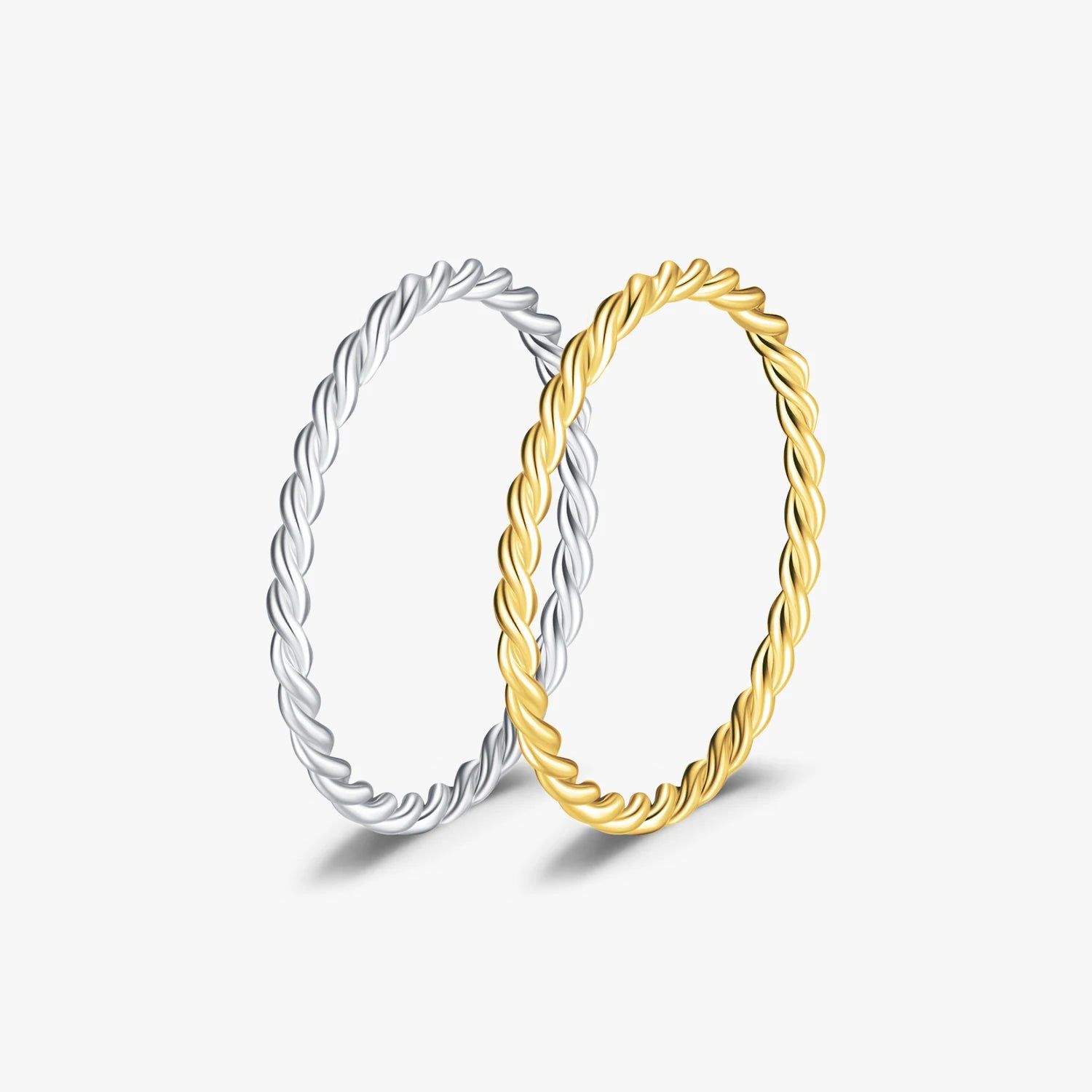 Minimalist 925 Sterling Silver Fashion Finger Ring Classic Gold Color Thin Twisted Stackable Rings